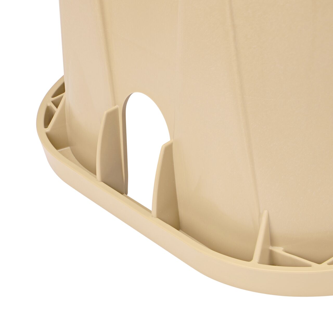 Closeup view of the pipe hole on the Sand NDS 14 in. X 19 in. Rectangular Pro-Spec® Series Valve Box (NDS 314BCSAND) for water and irrigation pipe connections
