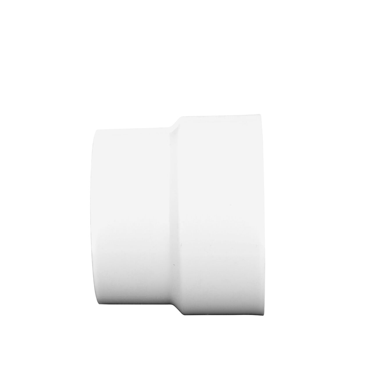 End to end horizontal side view of the NDS PVC 3 in. DWV X 3 in. S&D Adapter (NDS 3P15*, NDS 3P15, NDS L3P15)