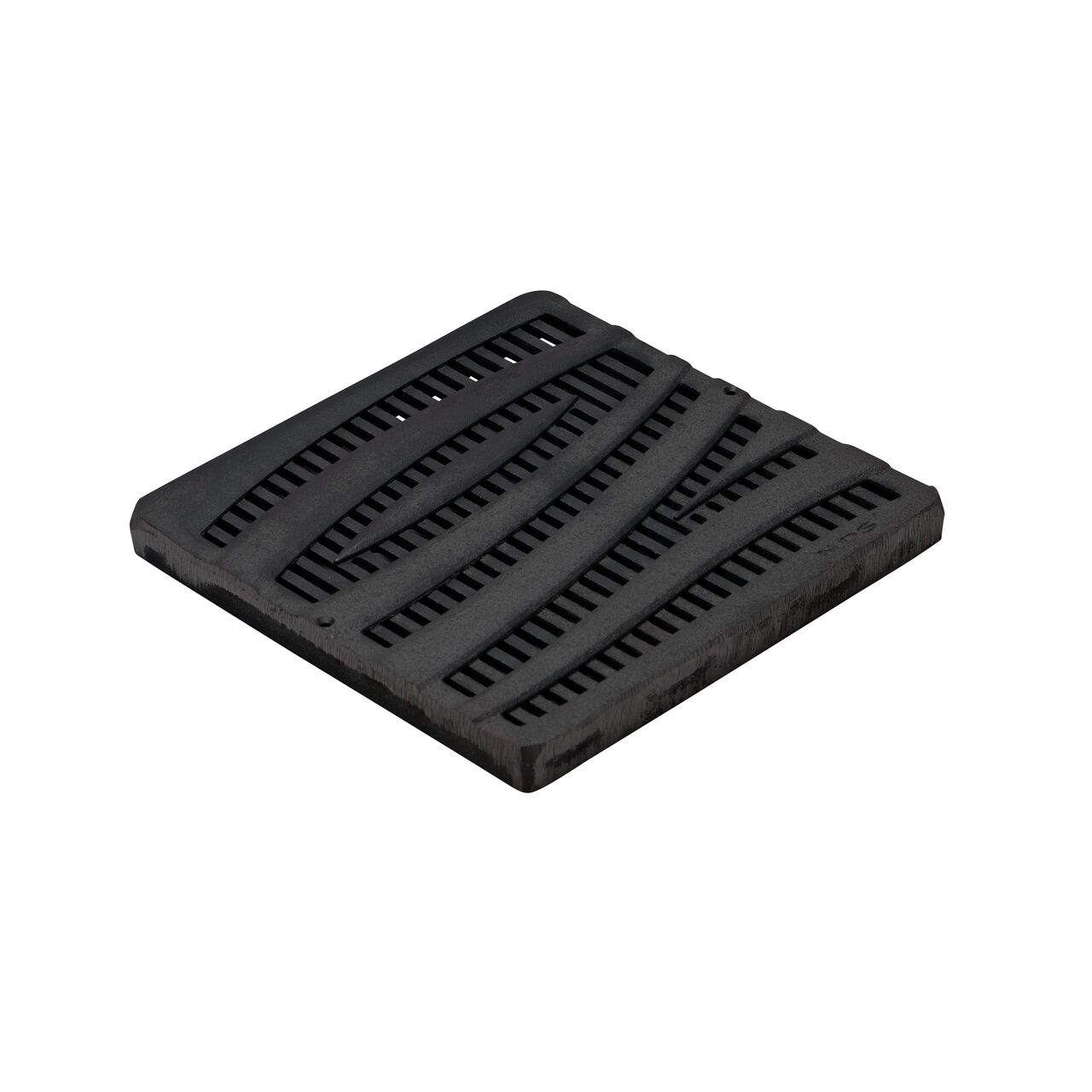 Hero shot of NDS 12 in. Square Catch Basin Drain Grate, Decorative Wave Design, Cast Iron (NDS 1224CI)