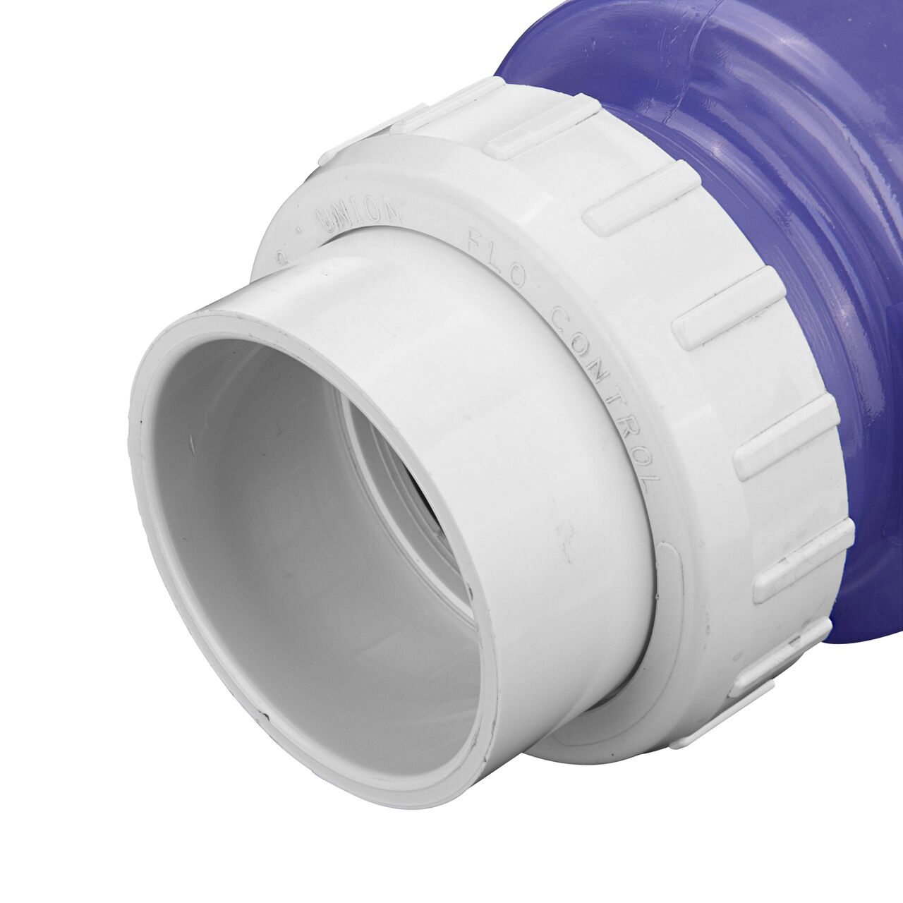 Closeup of the other end of the NDS Clear 3 in. IPS U X U PVC True Union Swing Check Valve (NDS 1720C30)