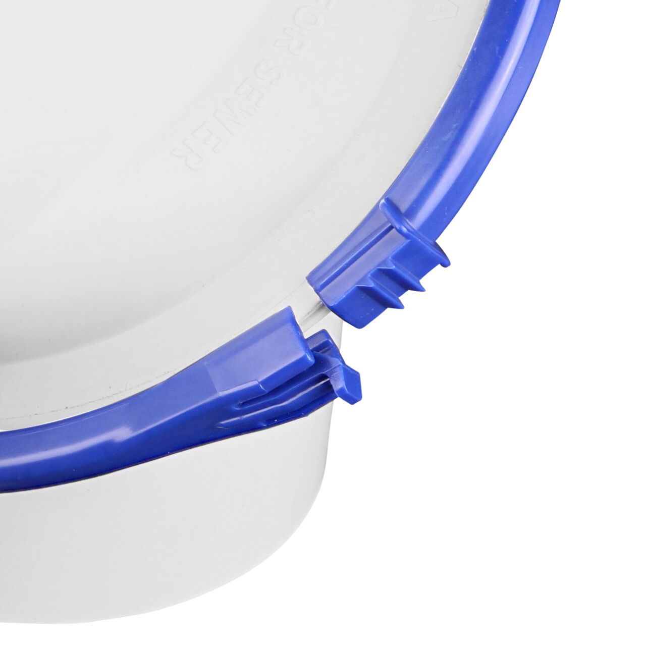 Closeup of the outer clasp of the joint unlocked of the NDS PVC Variable-Angled elbow (NDS 4PVAF)