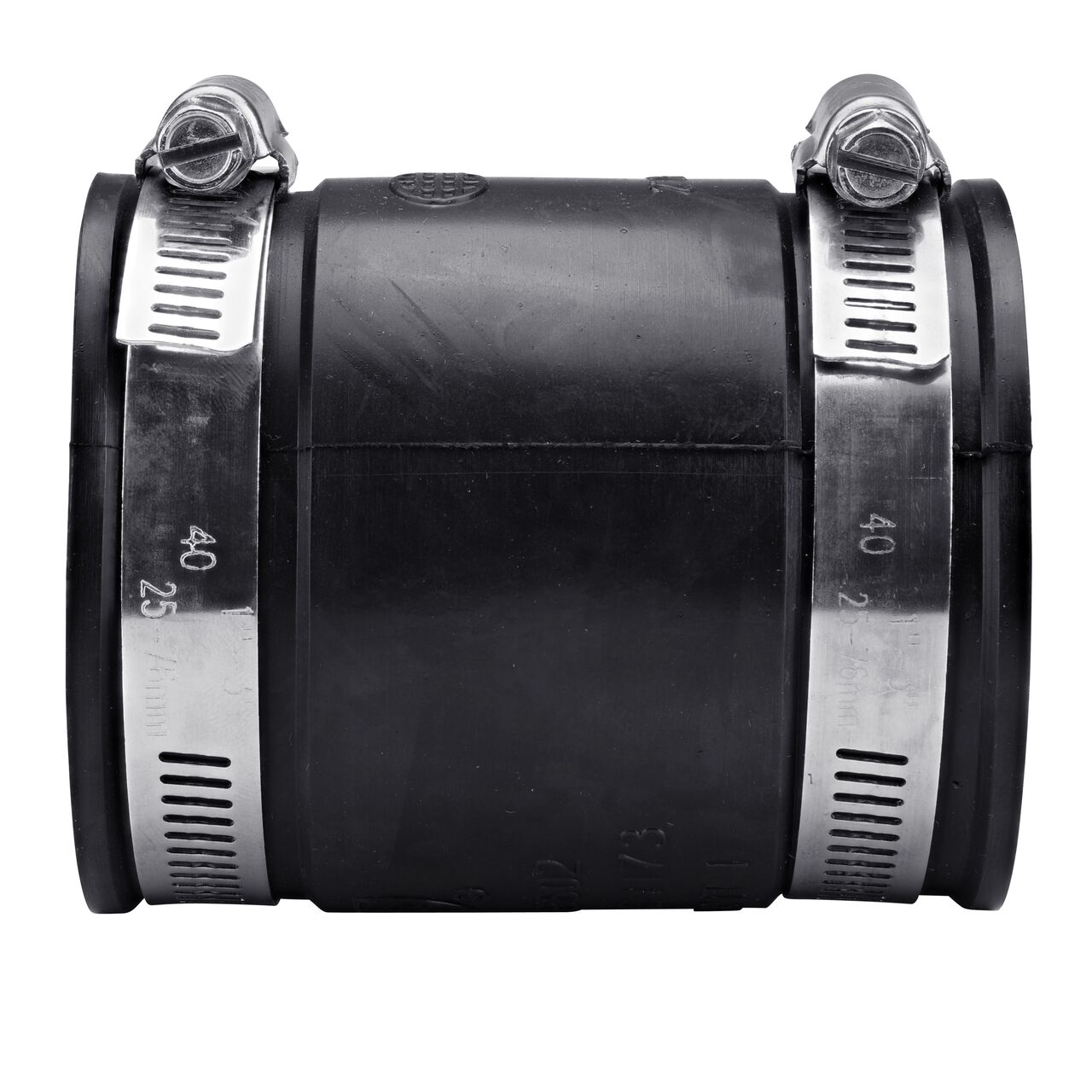 The NDS 2 in. flex coupling for cast iron/sewer and drain or DWV/copper/steel/lead pipes, in horizontal position, is made with material that flexes with normal earth movement (NDS 56-22)