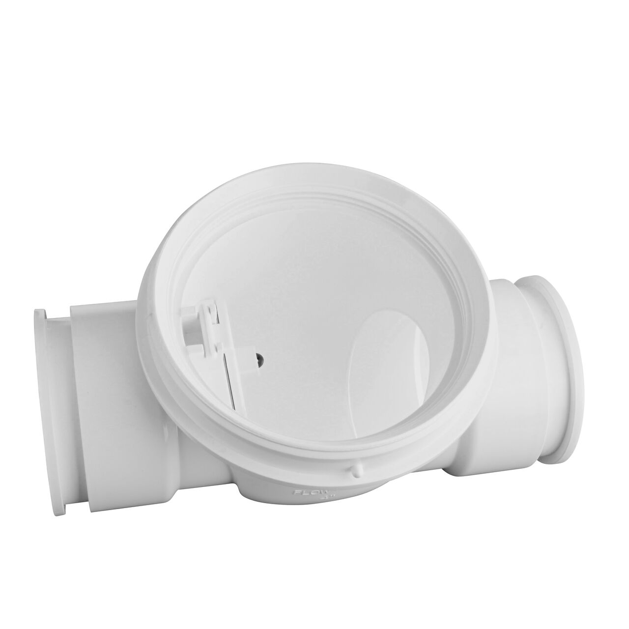 The flapper closed inside of the NDS 4 in. White PVC Backwater Valve with Adapter (NDS 475PS) controls the flow of water