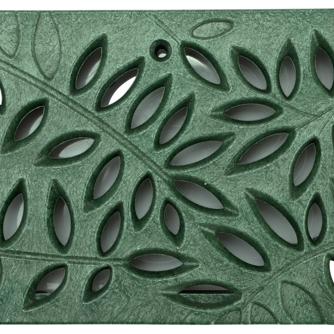 Top Down View of the Spee-D® Channel Drain Grate, Decorative Botanical Design in Green Plastic (NDS 252GR)