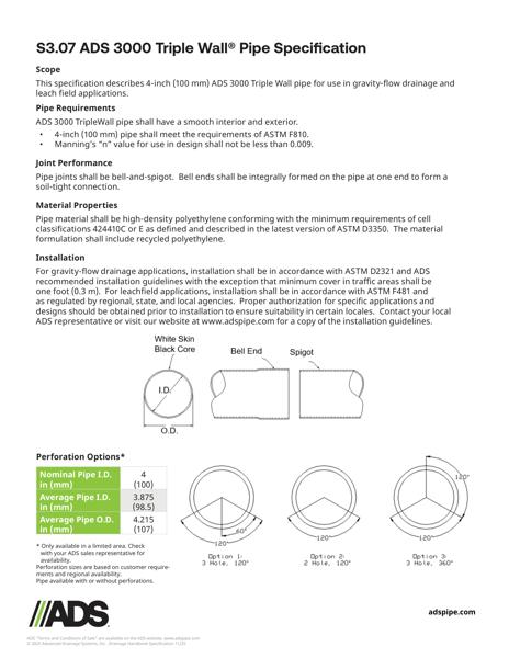 S3.07 ADS 3000 Triplewall Pipe Specification