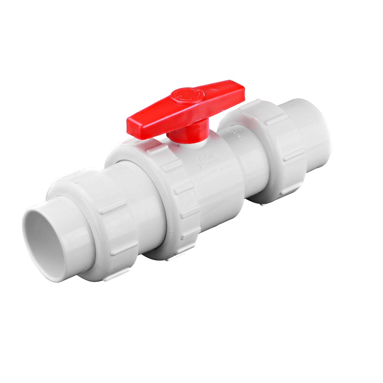 Inlet end of the NDS White 2 in, IPS U X U Checkmate PVC Swing Check and Ball Valve Combination (NDS 2200-20TU)