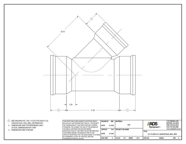 18 x 15 N-12 Dual Wall Wye Nyloplast Detail