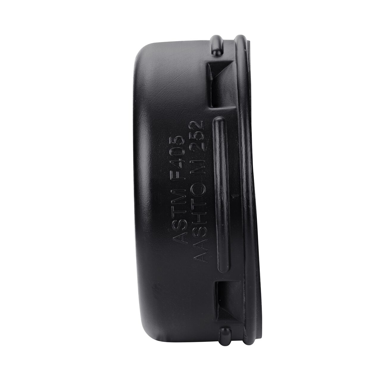 Side View of the opening of the 6 in. High-Density Polyethylene Corrugated End Cap (NDS 6C06)