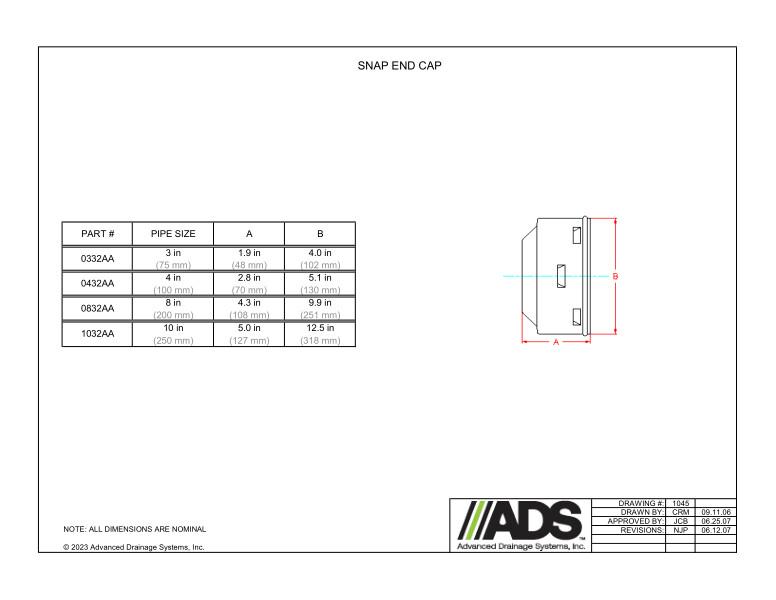 3" - 10" Snap End Cap (HDPE Single Wall Fittings)