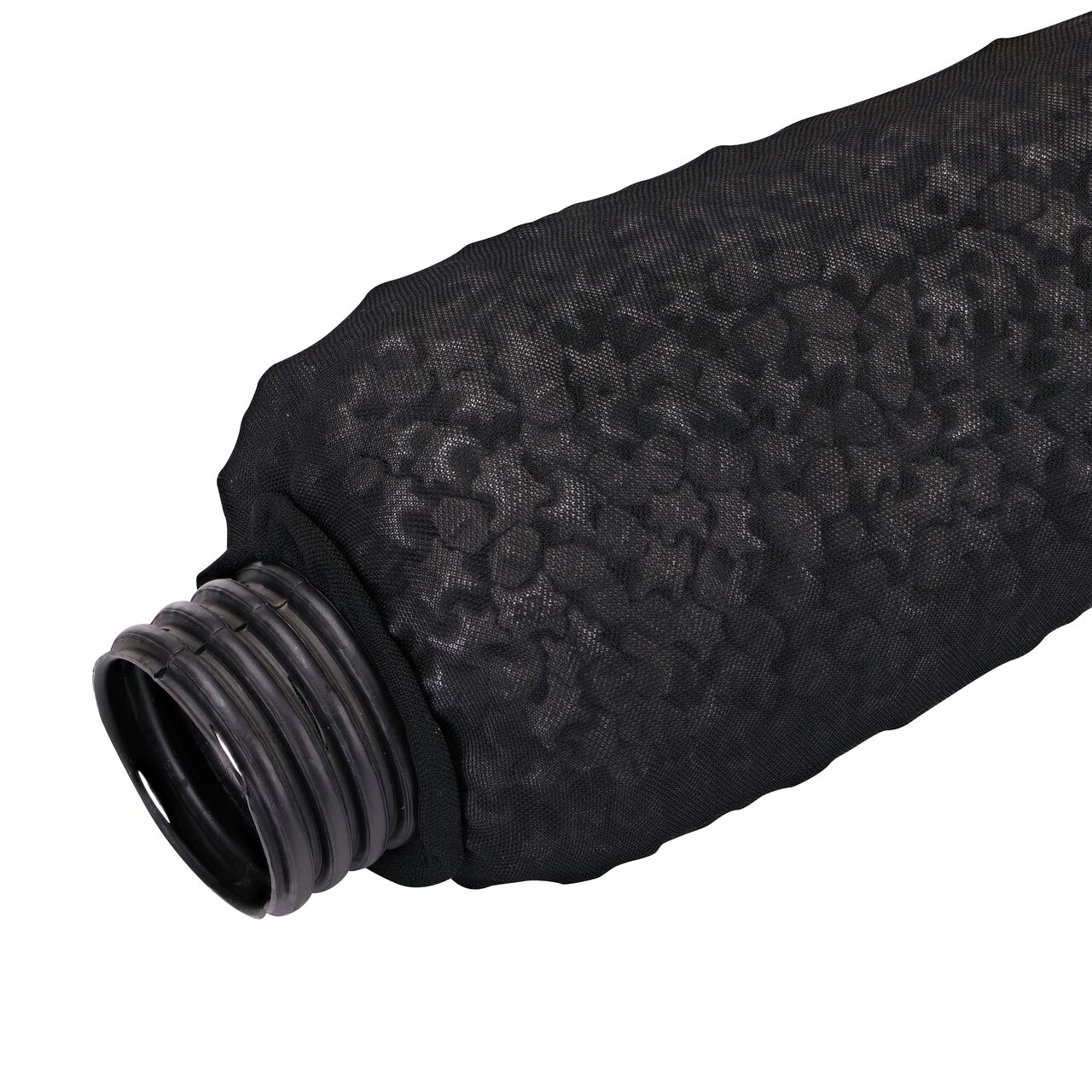 EZflow® Gravel-Free French Drain System with 3 in. Slotted Pipe & Engineered Aggregate, 7 in. dia. X 10 ft. long bundle; a portion of the end of the bundle is shown (NDS EZ-0701F)
