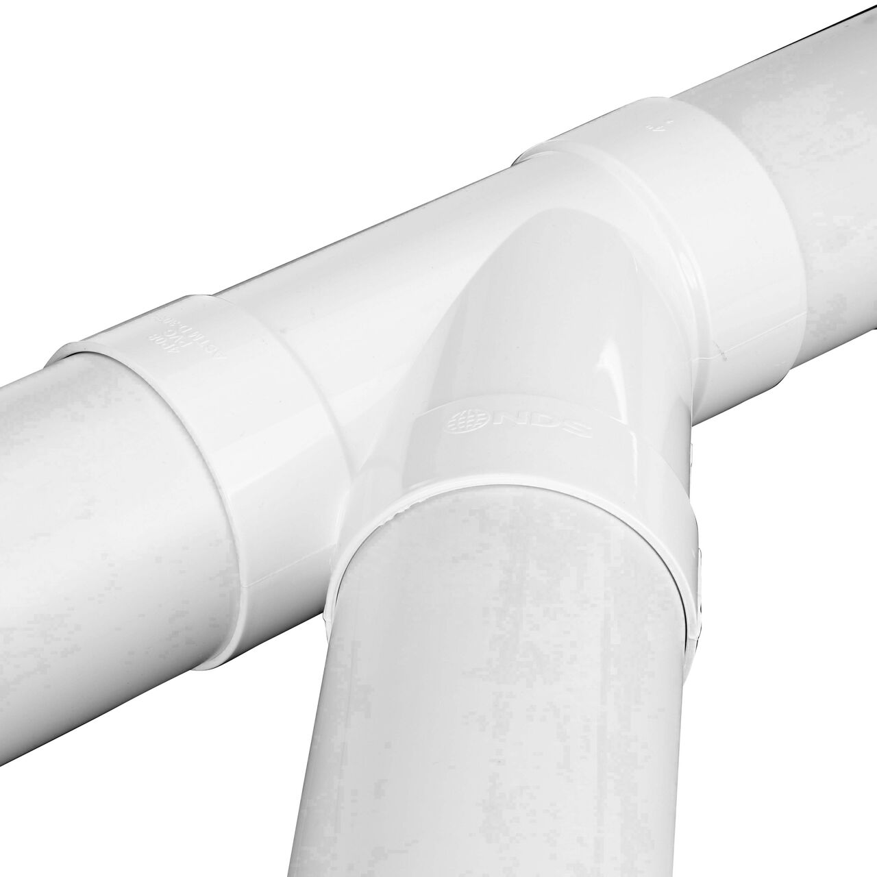 The NDS 4 in. PVC Sewer and Drain 45° Wye (NDS 4P08C*, NDS 4P08*, NDS 4P08) with 4 in. S&D Pipe attached to all three connection points