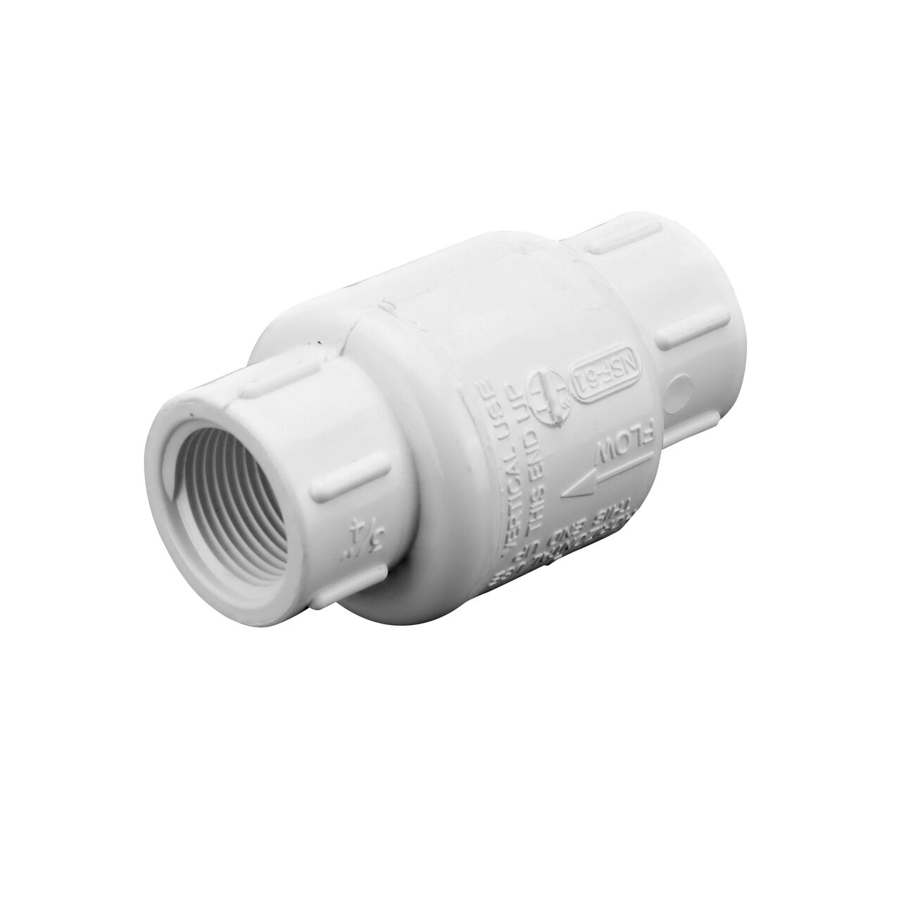 Alternate direction of the NDS White 3/4 in. female end by female end PVC Swing Check Valve (NDS 1520-07F)