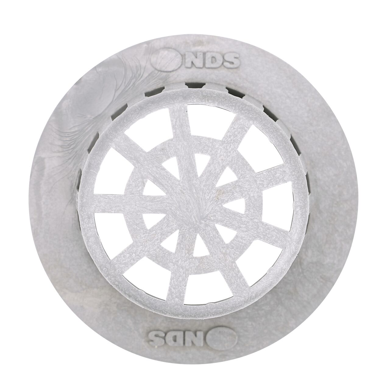 Top Down view of the NDS Gray Plastic 3 in. Atrum Grate (NDS 72)
