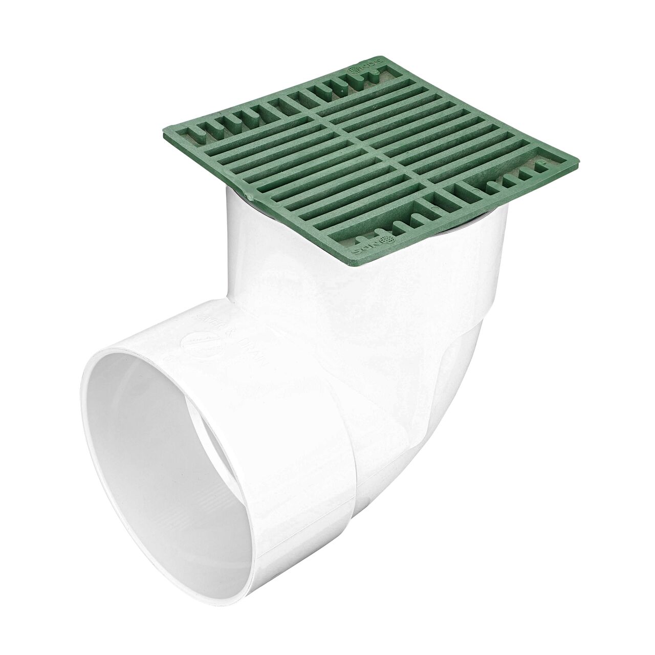 NDS Green plastic 7 in. Square Grate  Fits Spee-D® Catch Basin Drain & 6 in. Drain Pipes & Fittings installed on 6 in. Drainage Fitting (NDS 772)