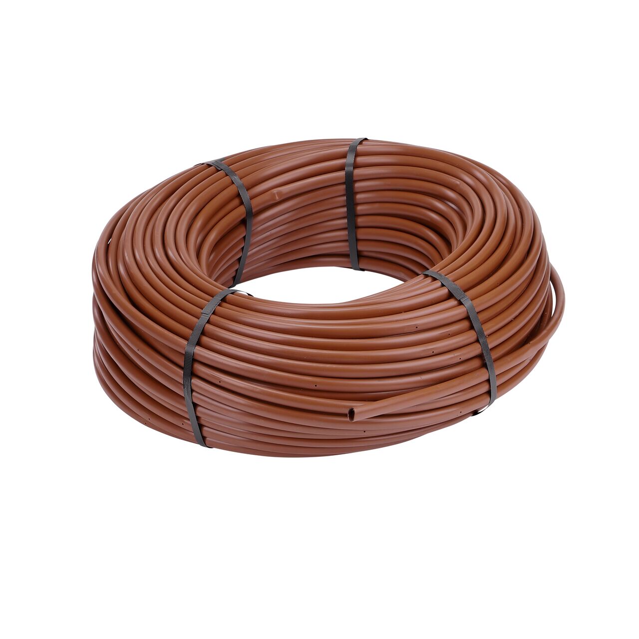 NDS 500 ft. Brown Tubing with 1.0 GPH Pressure Compensating Emitters with 12 in. Spacing (NDS SFPC-BL-6418-05) comes coiled and taped for easy use