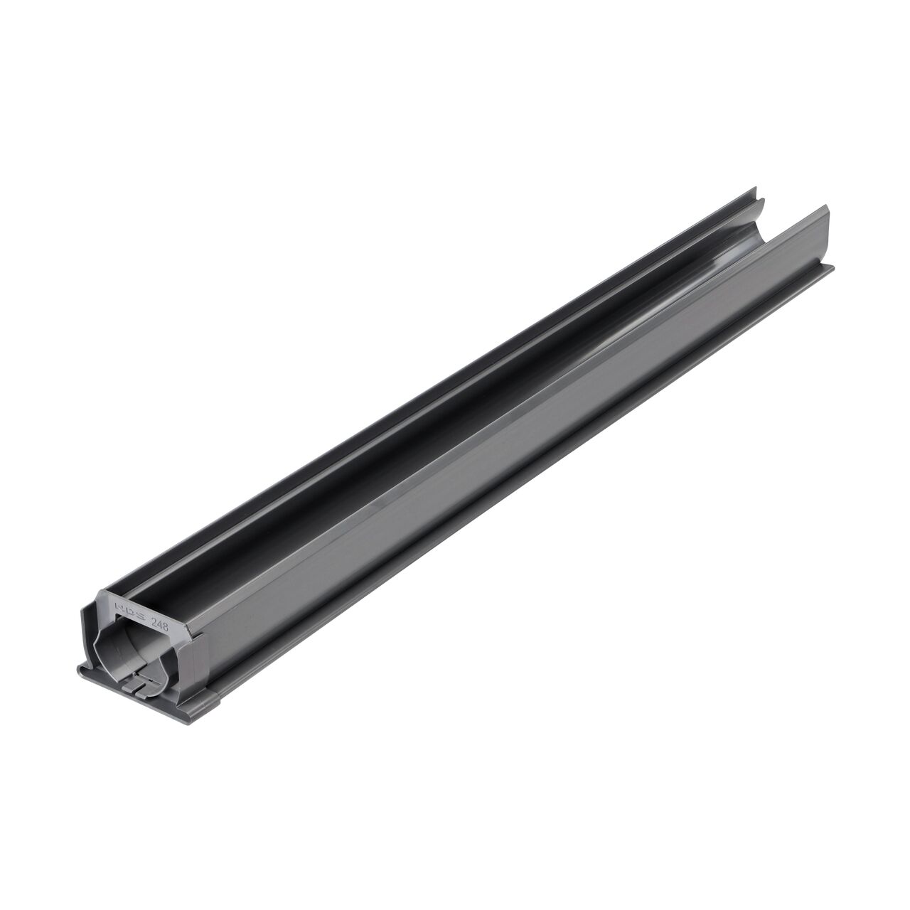 Long shot of the 4 ft. Spee-D Channel Drain with a coupling (NDS 248*, NDS 248) attached on one end