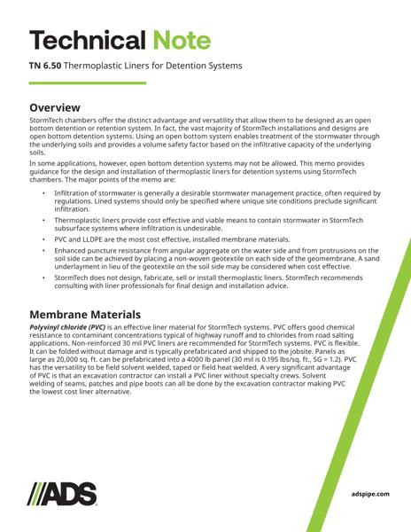 TN 6.50 Thermoplastic Liners for Detention Systems