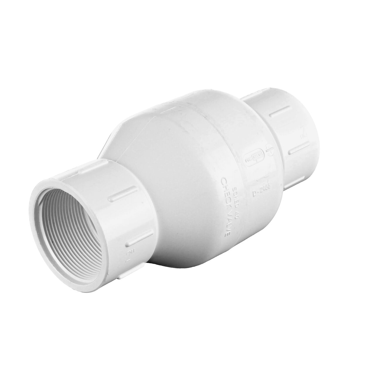 NDS White 2 in. IPS FPT X FPT PVC Adjustable Spring Check Valve with 1-3/4-14-1/2 lb. Spring (NDS 1205-20)