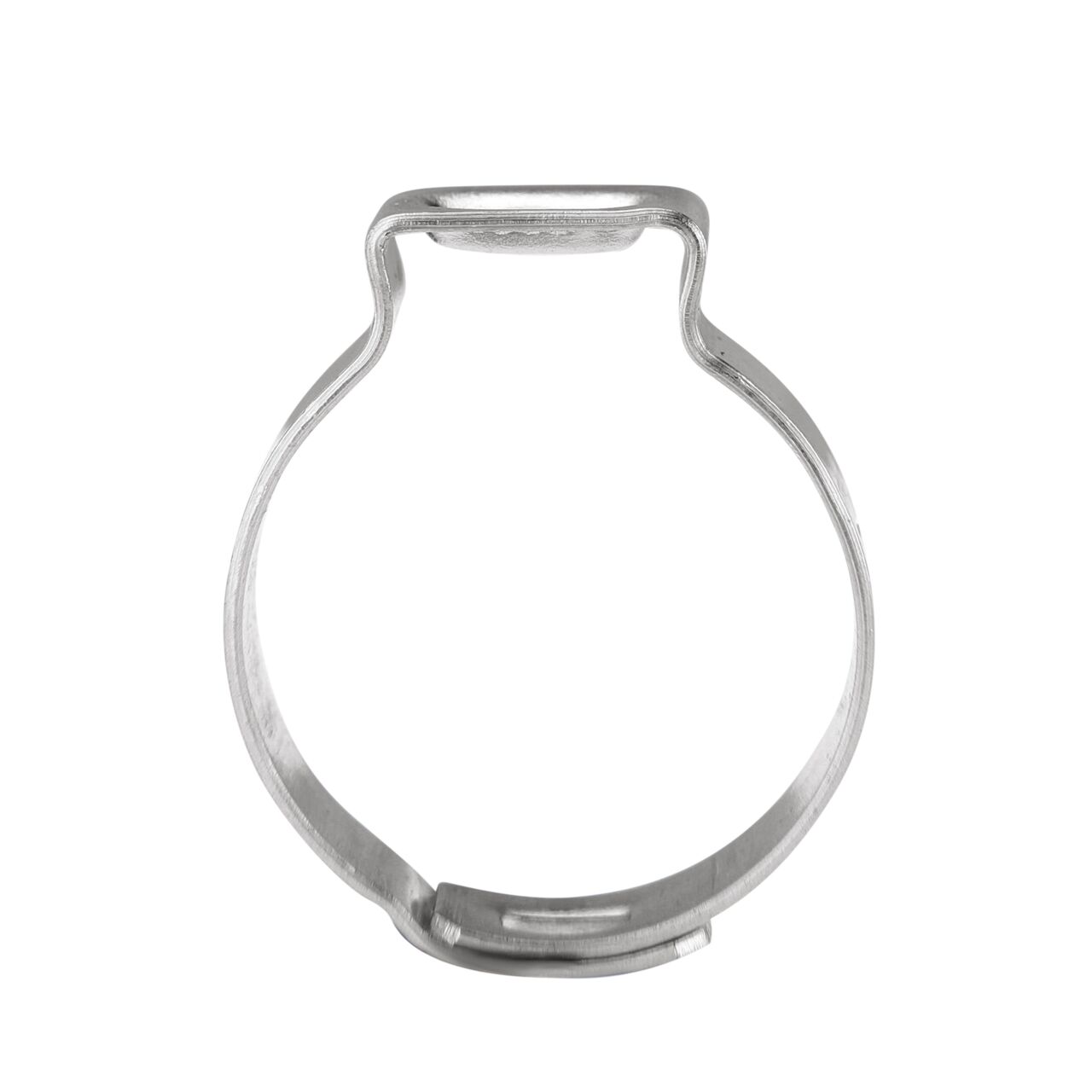 Install the NDS 185R Stainless Steel Pinch Clamp (NDS NC-155000-010) by sliding onto connection point between two pliable hoses or rigid pipes and crimp clamp ear to tighten (use pinch clamp tool sold separately)