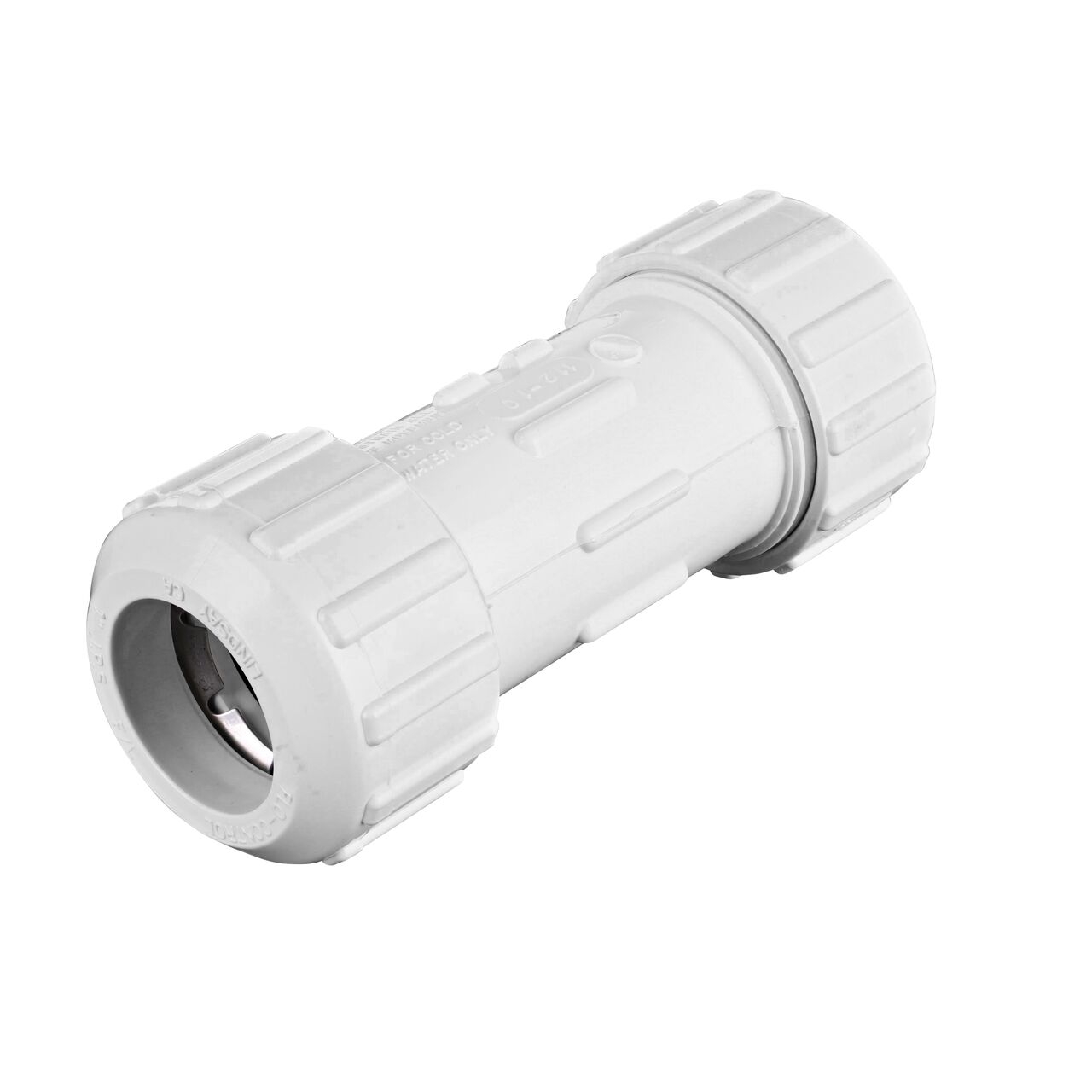 Alternate direction of the NDS 1 in. Flo Lock PVC Gripper Coupling (NDS 112-10) transports water through pipes