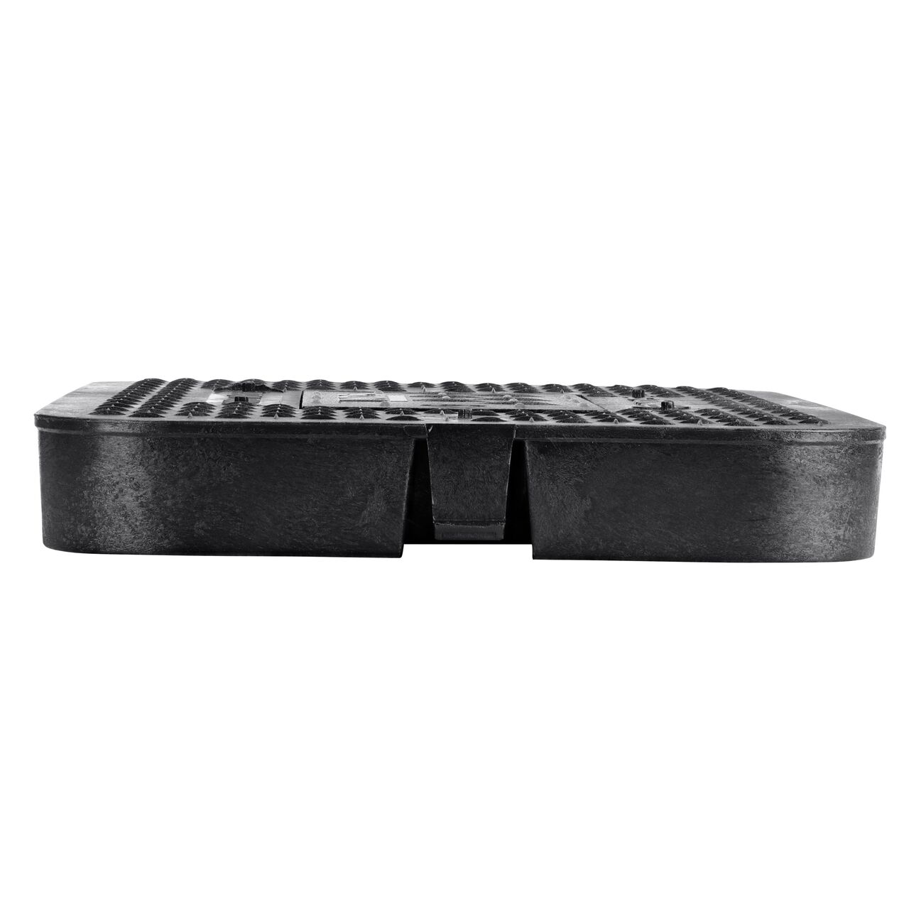 The NDS 14 in. X 19 in. Rectangular Standard Series Black Water Meter Meter Box Cover (NDS D1200-DIRBL) is a Drop-in lid shown here from the side, that prevents dirt and debris from entering the meter box