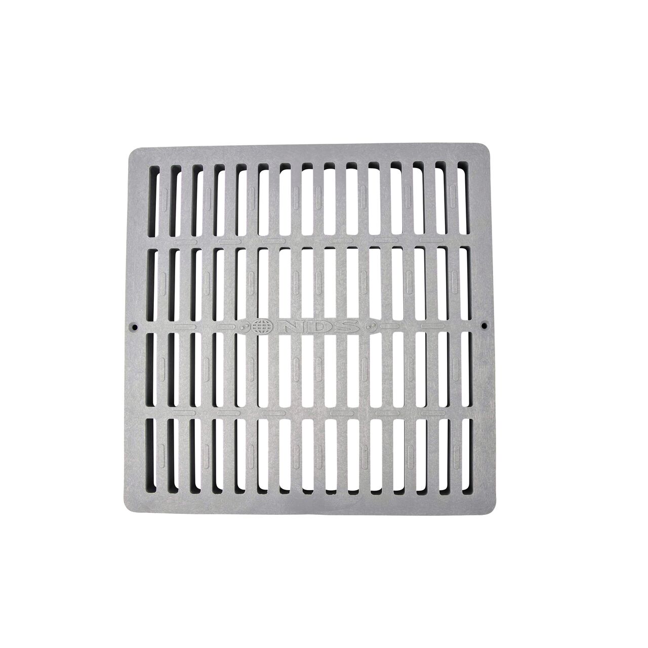 Alternate top down view of the NDS 12 in. Square Catch Basin Drain Grate, Gray Plastic which fits on a 12 in. catch basin (NDS 1210)