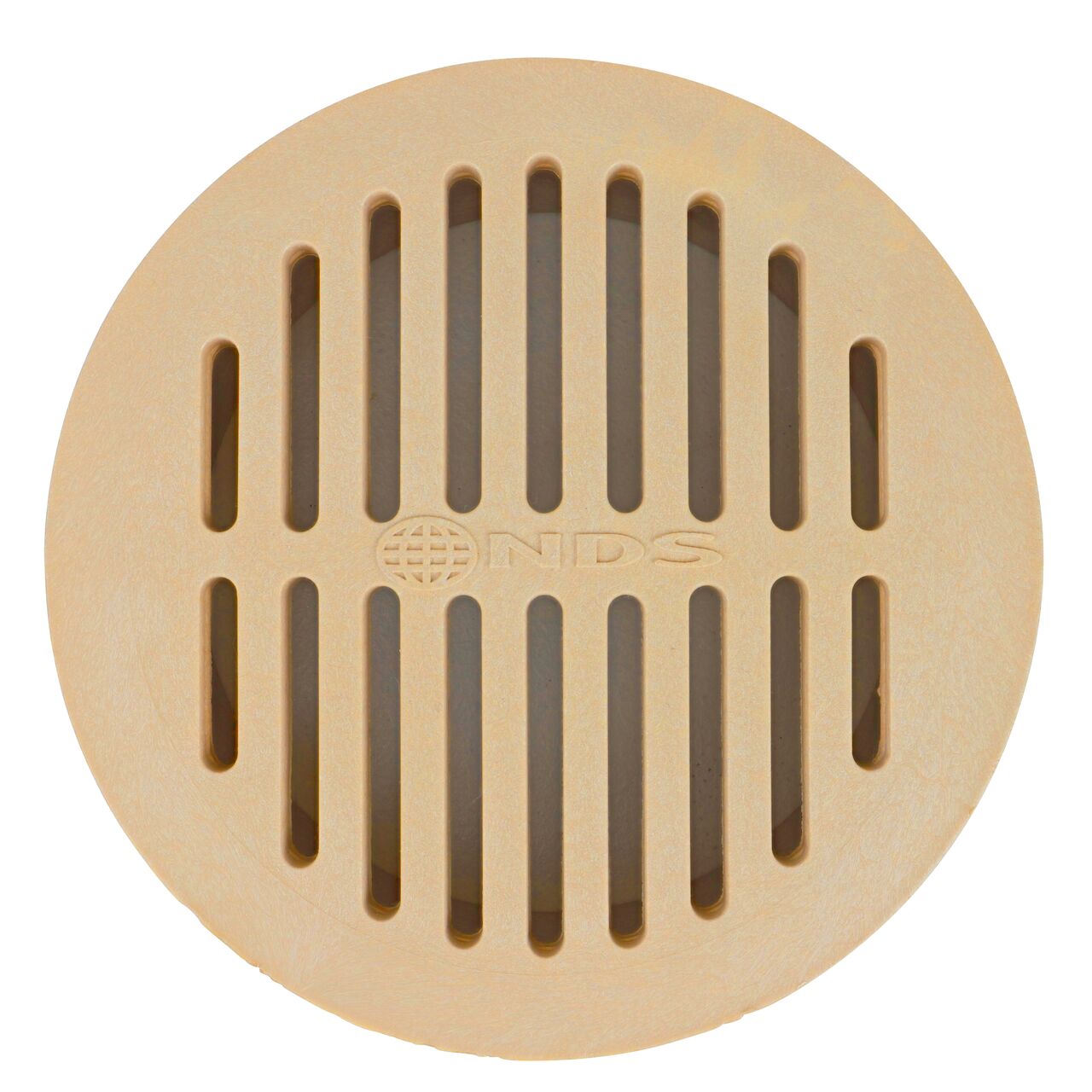 Top-down view of the NDS 6 in. Round Grate, made of Sand Plastic (NDS 60S, NDS H60S)