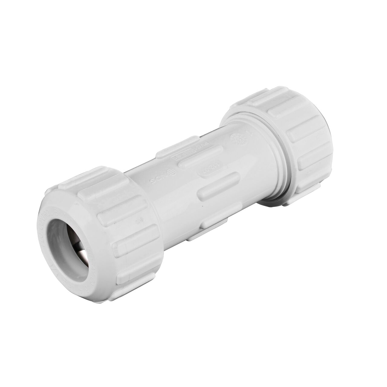 Alternate direction of the NDS 3/4 in. Flo Lock PVC Gripper Coupling (NDS 112-07) transports water through pipes