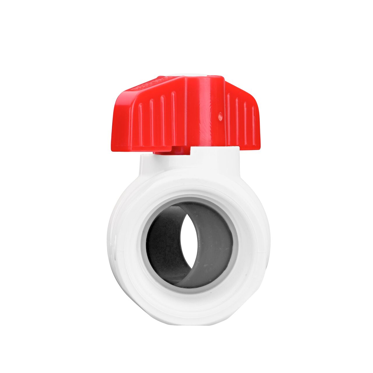 Rotate the handle to easily open or close the valve ball that controls water flow on the NDS 1-1/4 in. PVC IPS Ball Valve (NDS E1420-12)