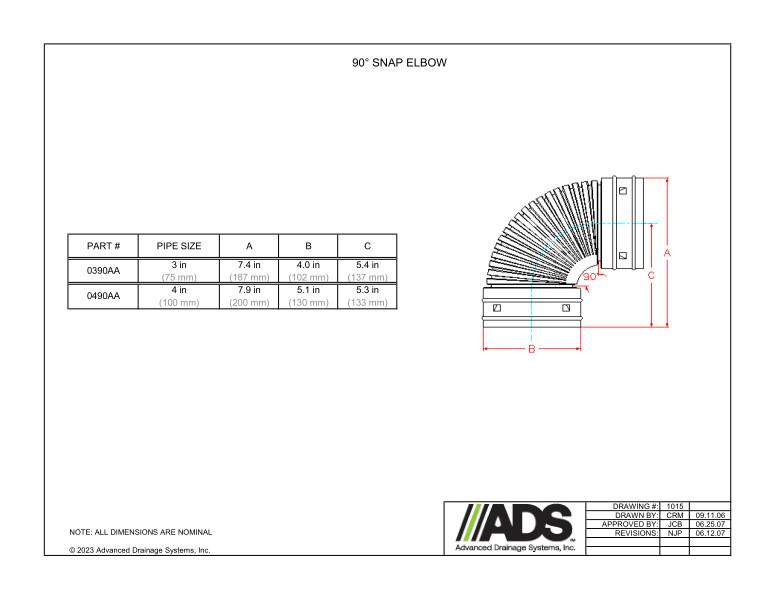 3" - 4" 90 Degree Snap Elbow (HDPE Single Wall Fittings)
