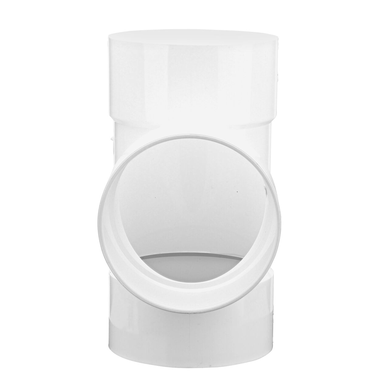 Vertical front view of the NDS 6 in. PVC Sewer and Drain Tee (NDS 6P01) with Tee opening facing forward
