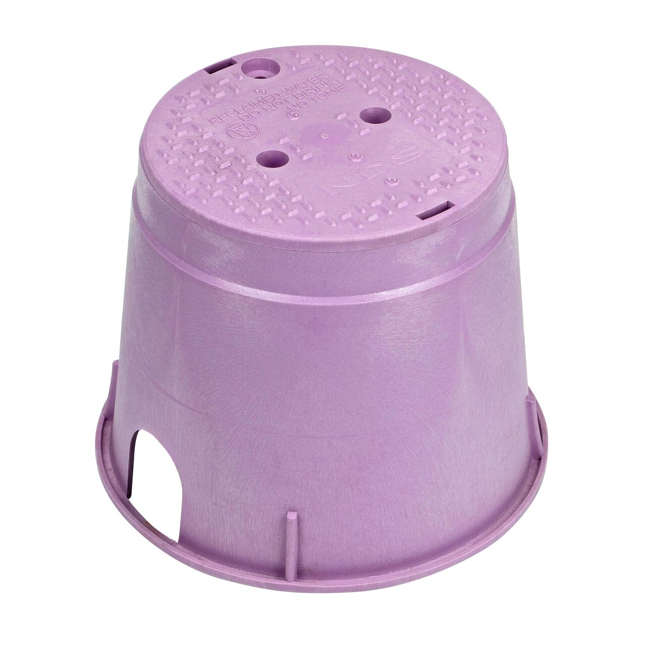 The 10 in. Round Valve Box and Cover is a Purple Box and Purple Reclaimed Water Cover; conceals components (NDS 111PBCR)