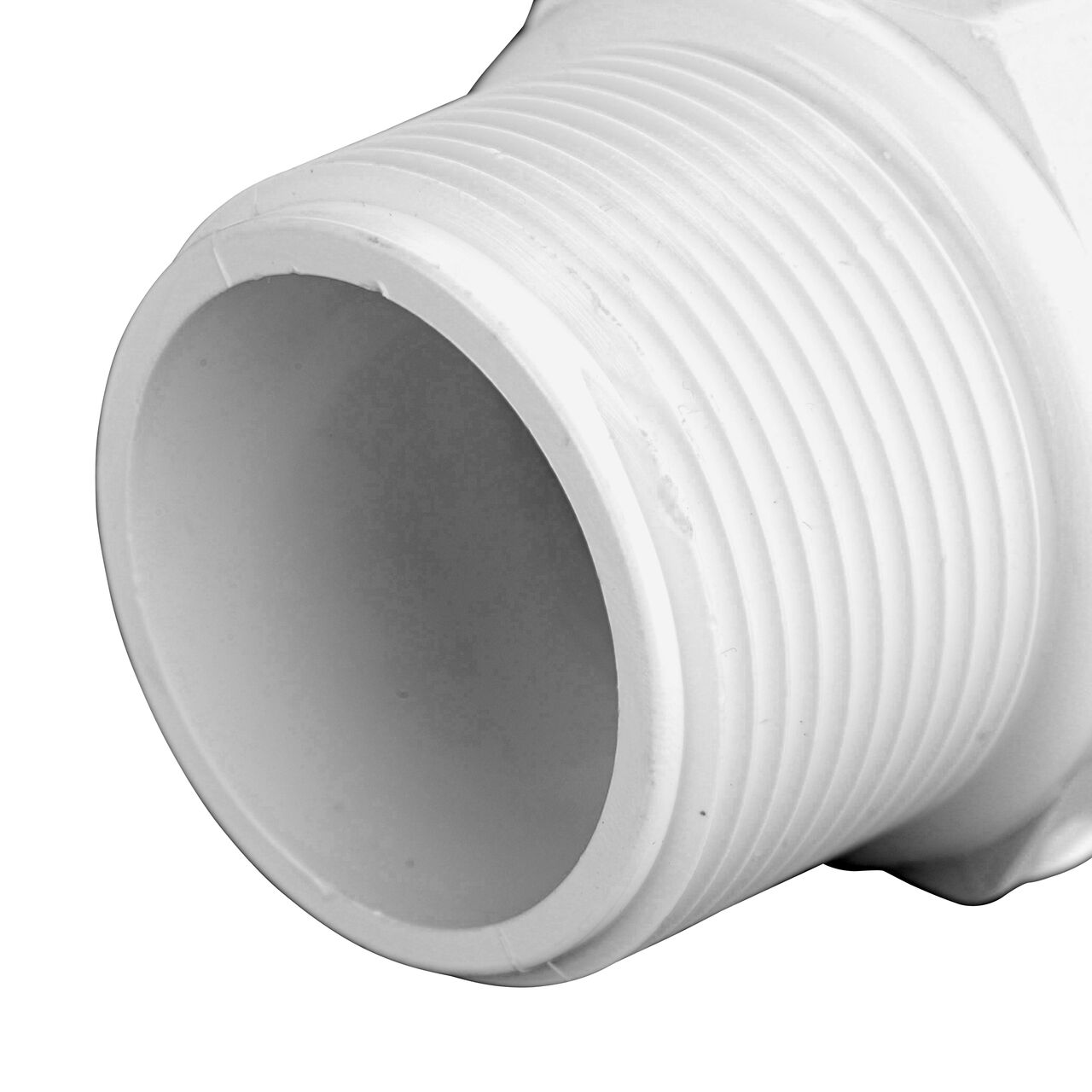 Closeup of the Threaded IPS FPT connection end on the NDS 1 in. SIDR-7 FPT X PE TS Flo-Lock™ Gripper Adapter (NDS 831-10)