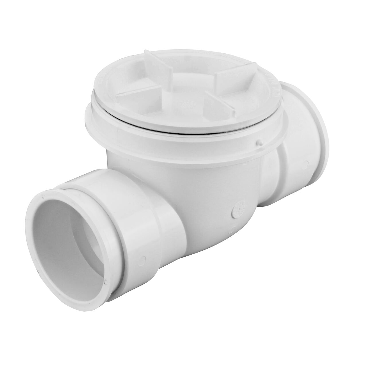 Alternate view of the NDS 4 in. White PVC Backwater Valve with Adapter (NDS 475PS)
