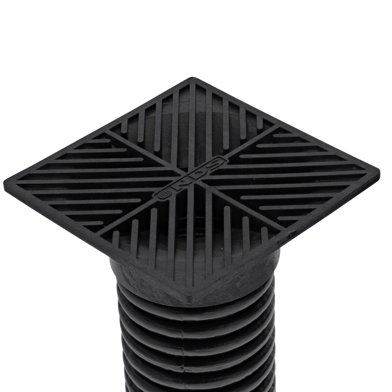 NDS 6 in. Square Grate installed on 3 in. Single-Wall Corrugated Pipe (NDS 4*, NDS 4)
