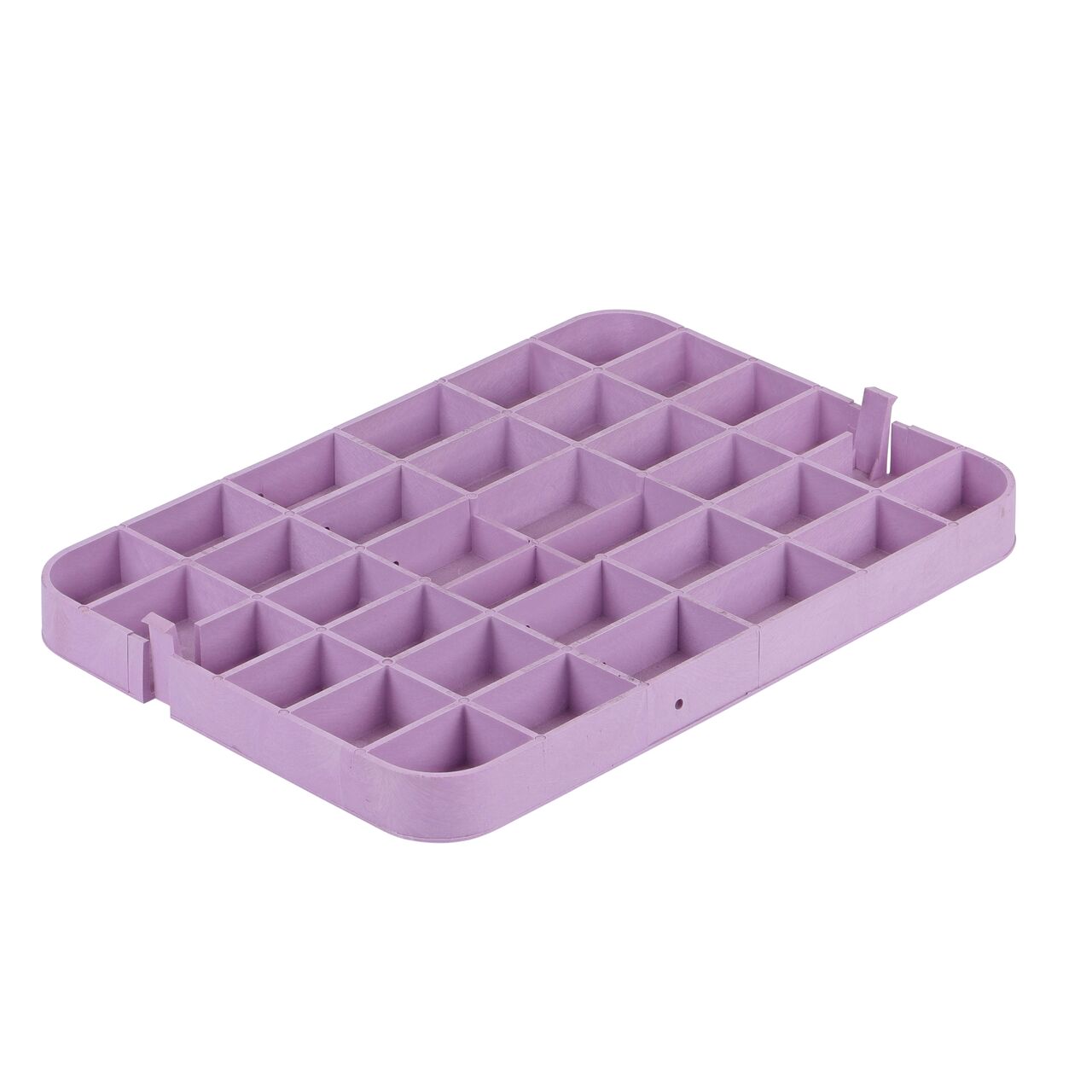Bottom view of the reinforced ribs on the NDS 13 in. X 20 in. Purple Reclaimed Water Drop-in cover (NDS D1500-DISPL) that fits the NDS 13 in. X 20 in. Standard Series Meter Box