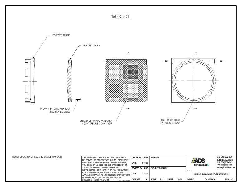 15" Solid Locking Cover Assembly Nyloplast Detail