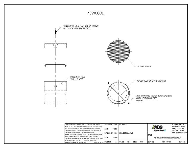 10" Solid Locking Cover Assembly Nyloplast Detail