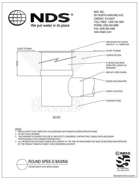 NDS 6 in. Round Drainage Grates with Spee-D® Catch Basins One Outlet Installation Detail