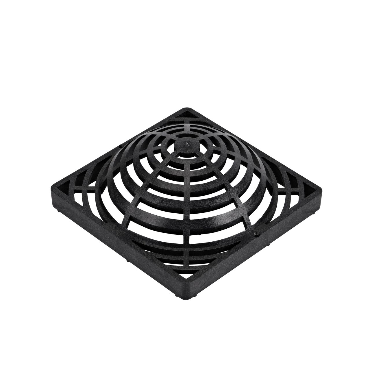 Hero Shot of Black Plastic Atrium 9 in. Square Catch Basin Drain Grate (NDS 981)