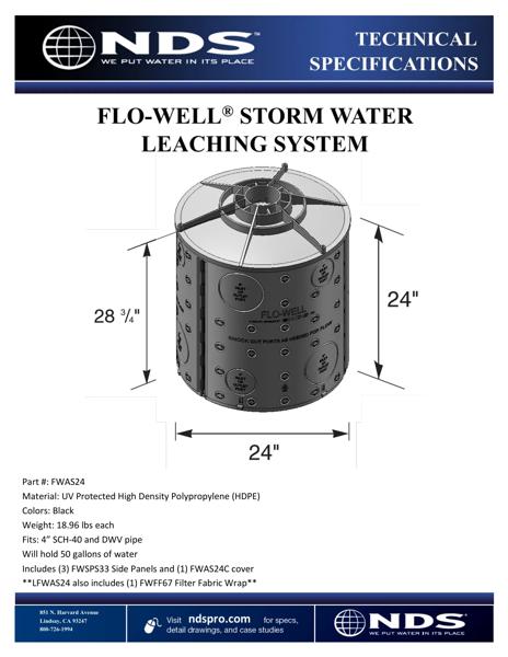 NDS Flo-Well® Stormwater Dry Well System Kit Tech Spec