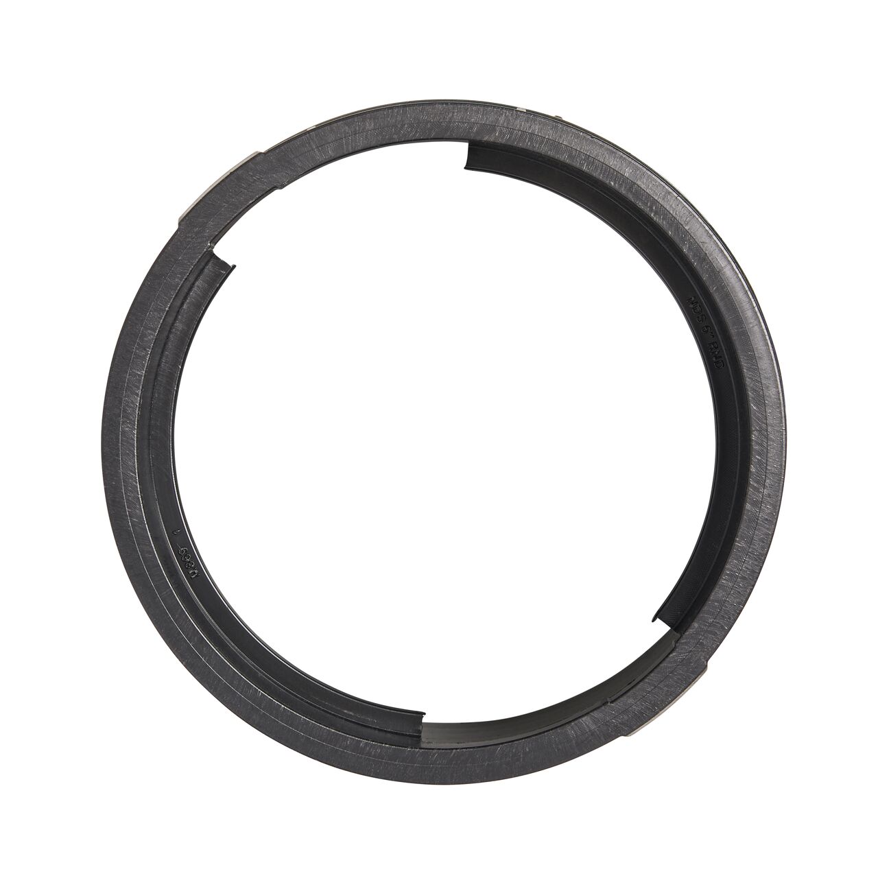 Top down view of the top inside of the durable Black plastic 6 in. Round Standard Series Valve Box (NDS 2107B) showing bolt hole, and twist and lock feature to secure the valve cover to the valve box