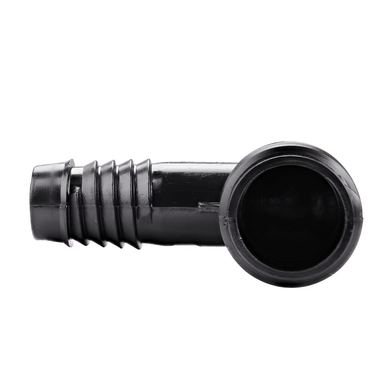 Barbed end on the 1/2 in.. IPS MPT X 1/2 in. Barbed Flexee Swing Pipe Elbow connects 1/2 in.. FPT fittings or sprinklers to 1/2 in. irrigation supply tubing (NDS FPE-0500)