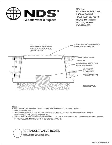 NDS Rectangle Valve Box Generic Installation Detail