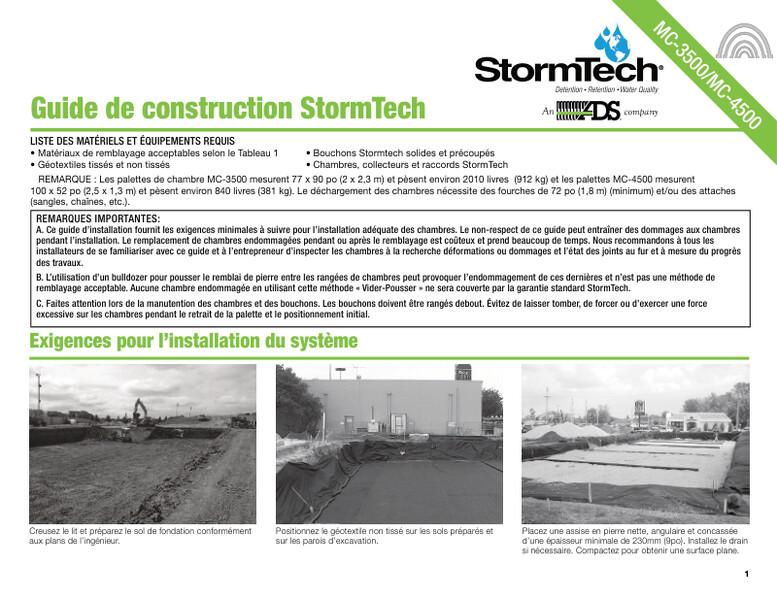 MC StormTech Chamber Installation Guide French