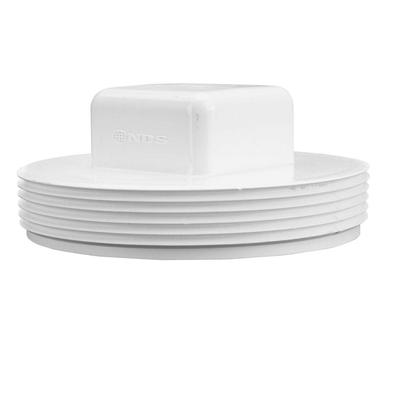 Side view of the NDS 4 in. PVC Sewer and Drain MPT Cleanout Plug (NDS 41P8*, NDS 41P8, NDS 418)
