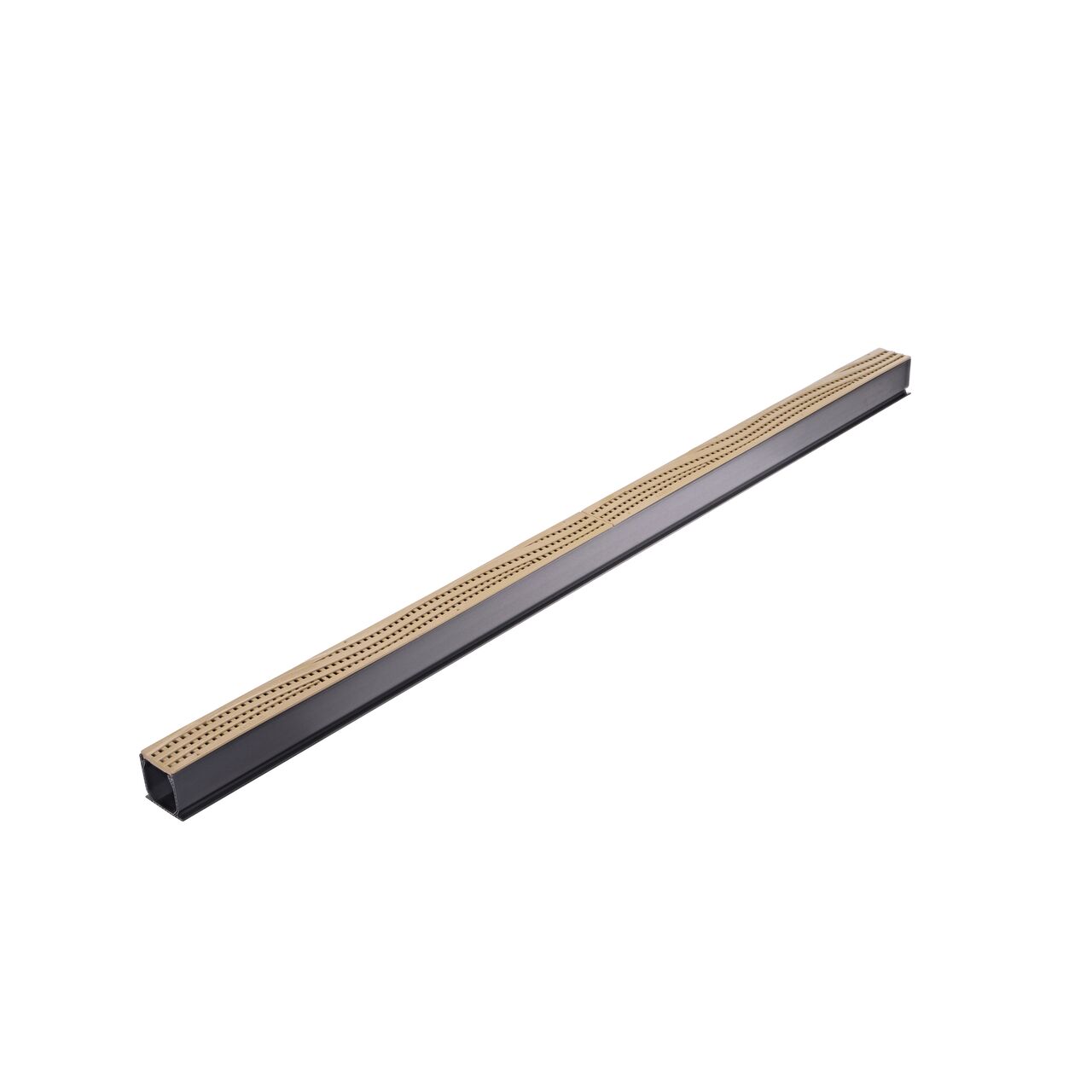 Two Sand Plastic Wave Design Mini Channel™ Drain Grates (NDS 555S) as they fit on one Mini Channel™ Drain (NDS 500)
