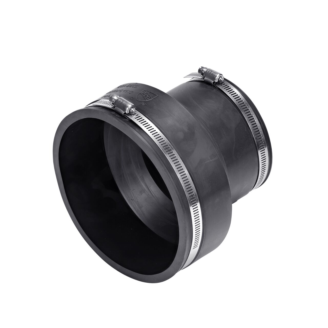 The NDS 6 in. X 4 in. stainless steel flex coupling connects two cast iron/sewer and drain or DWV/copper/steel/lead pipes and includes clamps tighten to secure coupling onto pipe (NDS 56-64)