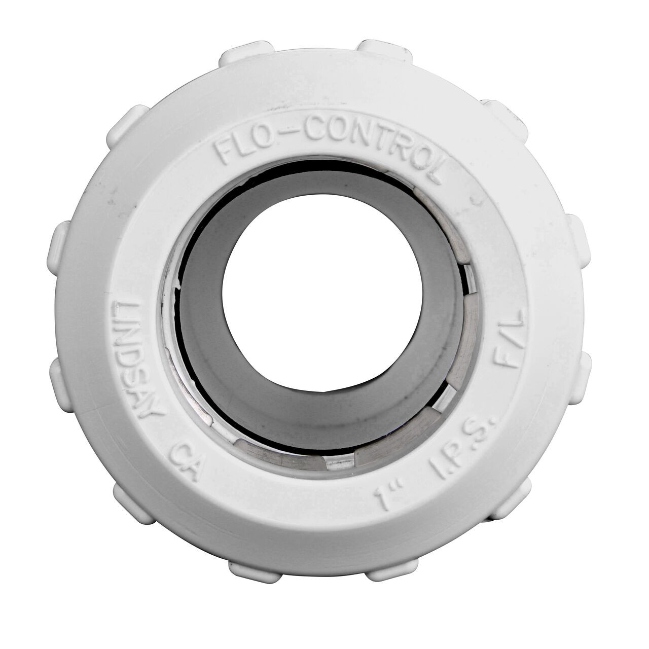 Front facing view showing the gripper teeth and black O-Ring inside the NDS 1 in. IPS Flo-Lock™ PVC Gripper Adapter (NDS 136-10)