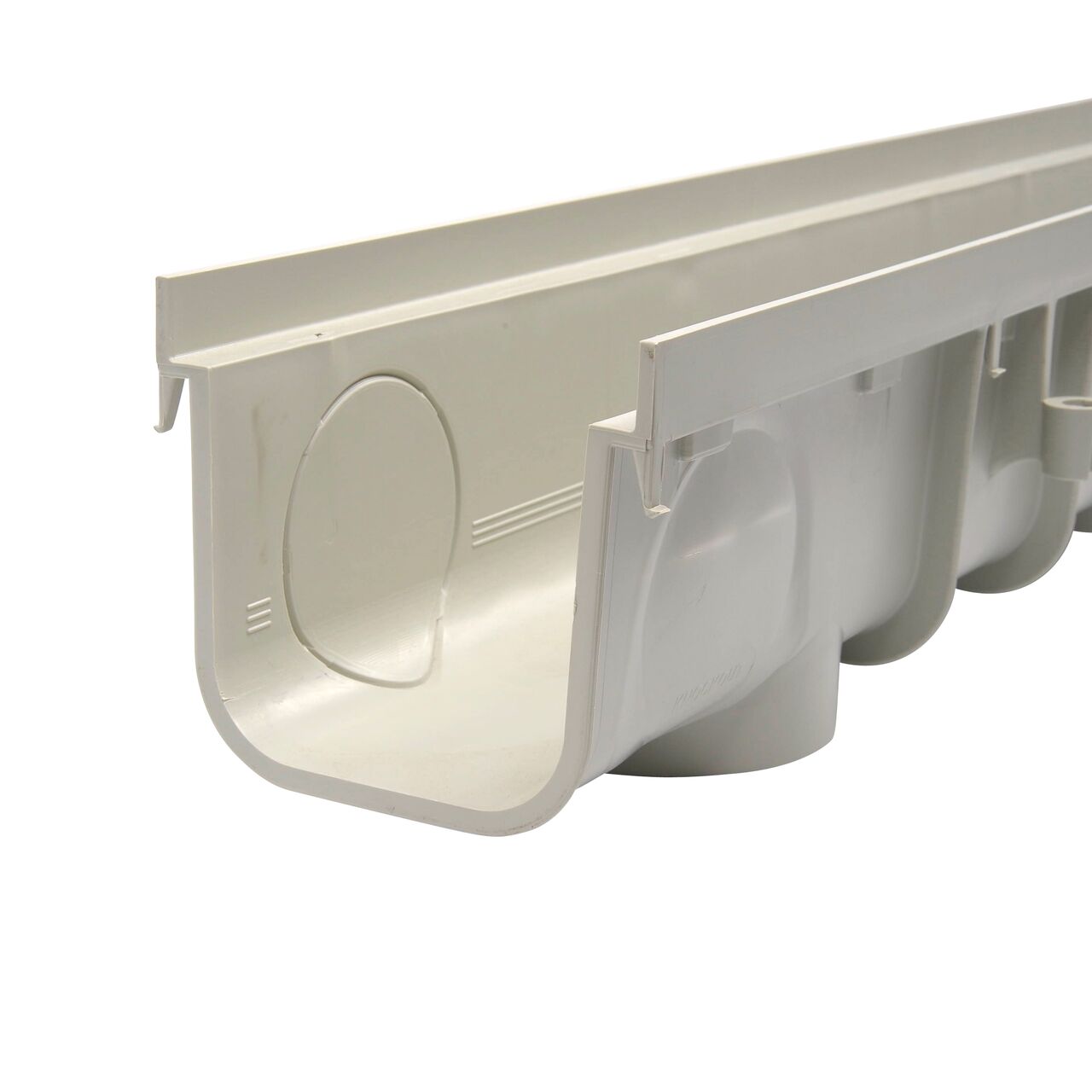 NDS 5 in. Pro Series Channel Drain features side knockouts for outletting and connects to 3 in. Sewer and Drain Pipe (NDS 864G*, NDS M864G, NDS 864GMTL, NDS 800)